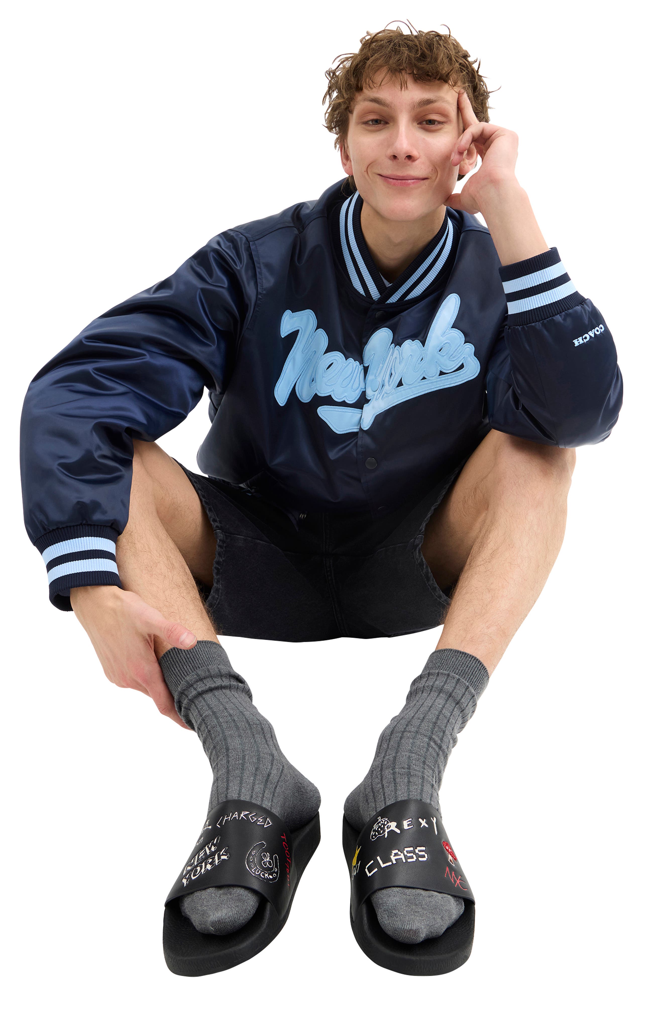 COACH Sketch Print Slide Sandal, Alternate, color, 