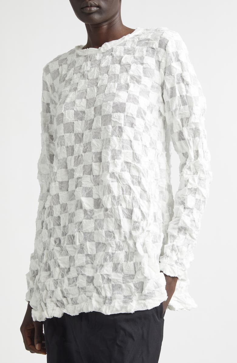 Comme des Garçons Comme des Garçons Raschel Knit Crushed Ruffle Top, Alternate, color, White