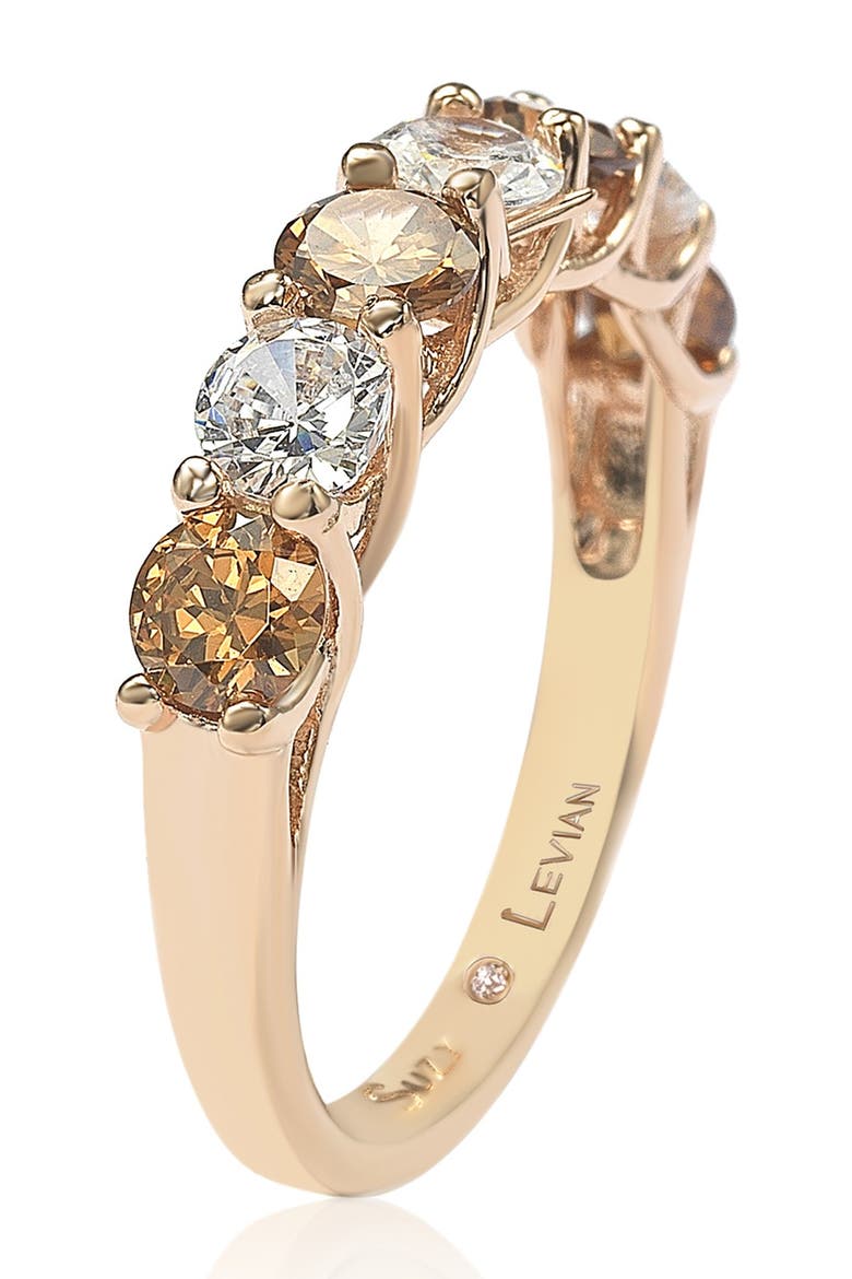 Rose-Tone Sterling Silver Prong Set Round-Cut CZ Band Ring, Alternate, color, BROWN