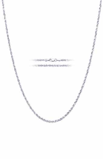 BEST SILVER Sterling Silver Rope Chain Necklace - Gauge 6