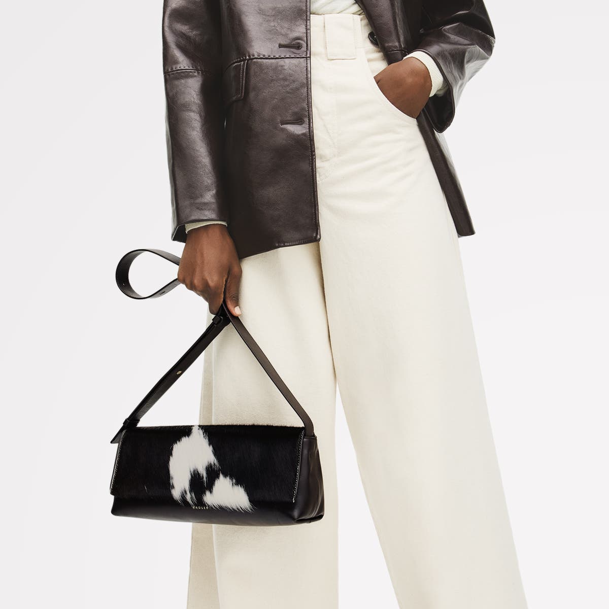 Radley The Annabel - Cow Hide Medium Flapover Shoulder Bag, Alternate, color, Dark Oak