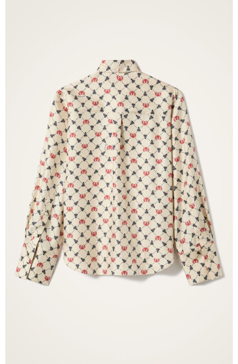 La DoubleJ Ascot Shirt, Alternate, color, Talismania Check Ecru