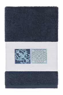 Linum Home Textiles Vivian Embellished Hand Towel - Midnight Blue