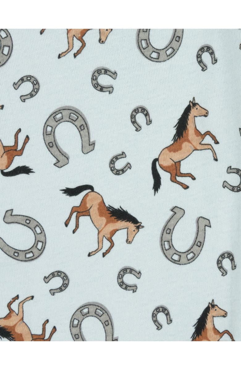 Leveret Kids Two-Piece Cotton Printed Matching Family Pajamas, Coordinated Prints, Alternate, color, Blue Horse