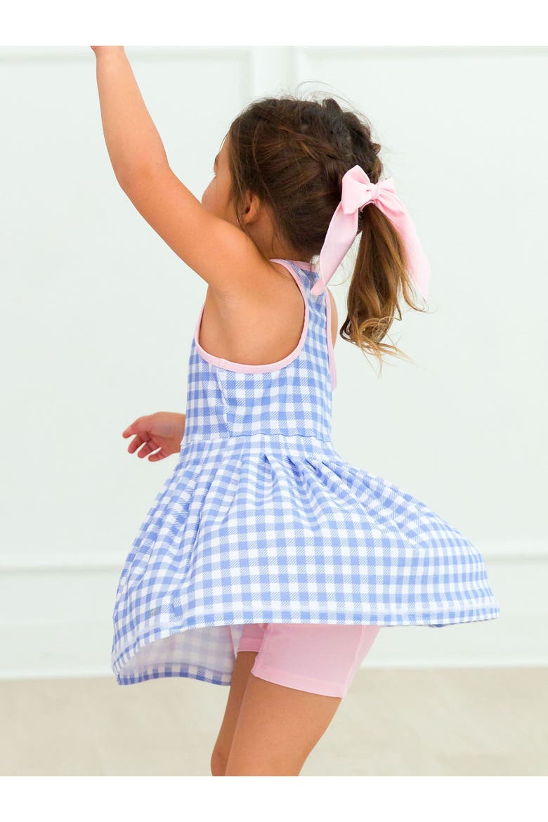 Girls UPF50+ Active Dress & Bike Short Set, Alternate, color, Periwinkle Blue Gingham