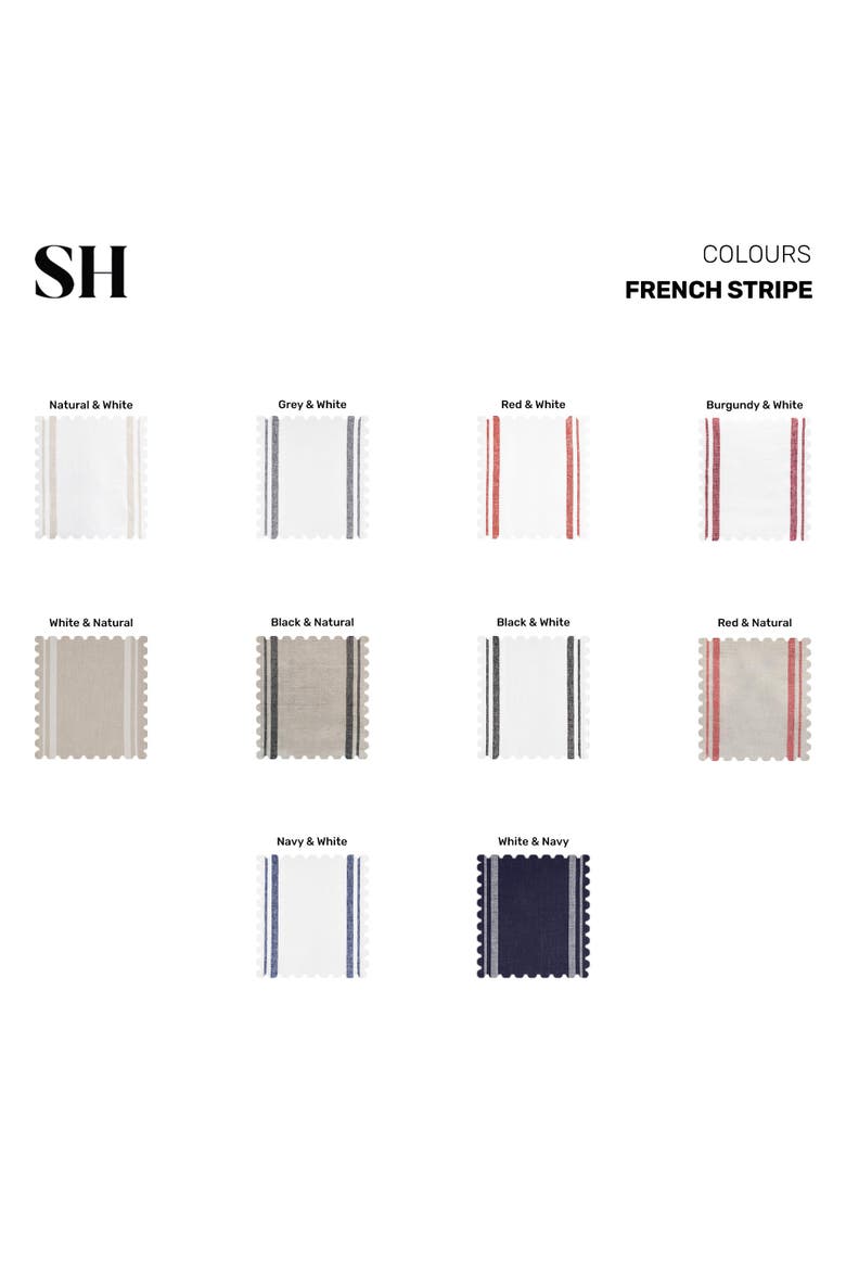 Linen Dinner Napkins Set of 4, 20 x 20" - French Stripe, Alternate, color, White and Natural