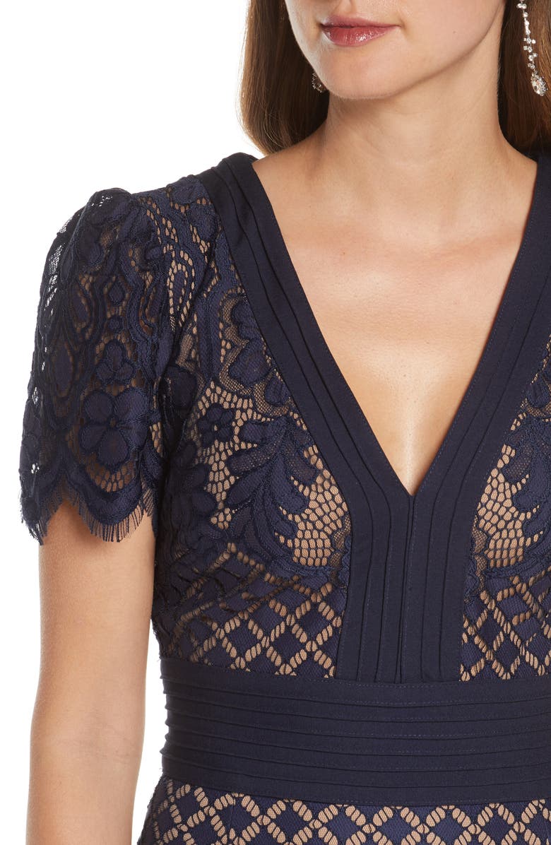 Tadashi Shoji Embroidered Lace Evening Gown, Alternate, color, 