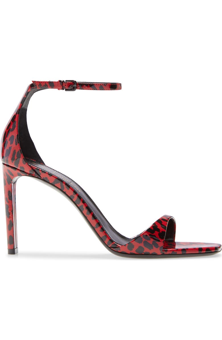 Saint Laurent Bea Leopard Print Ankle Strap Sandal, Alternate, color,