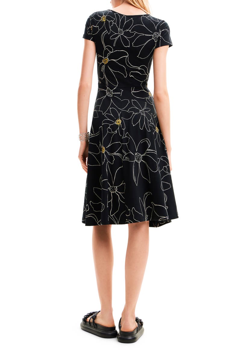 Arty Floral Dress, Alternate, color, BLACK