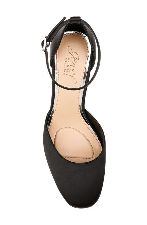 Jewel Badgley Mischka Stephanie Ankle Strap Platform Pump In Black Satin