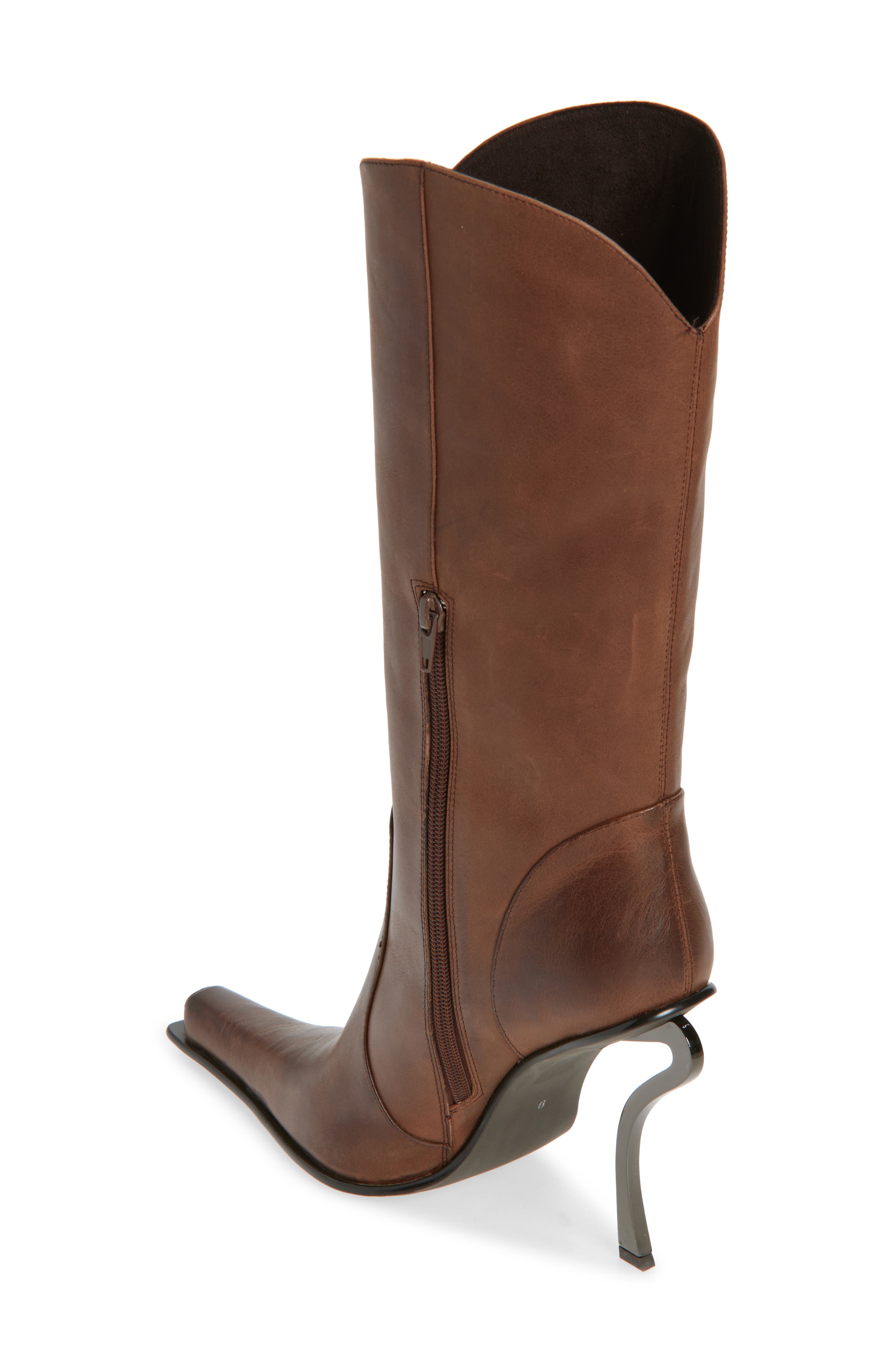 Jeffrey Campbell Dulcimer Pointed Toe Boot, Alternate, color, Brown Ruboff Pewter