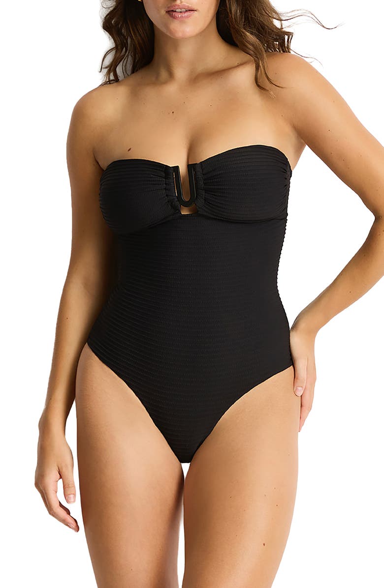 Sea Level U-Bar Bandeau One-Piece Swimsuit, Alternate, color, 
