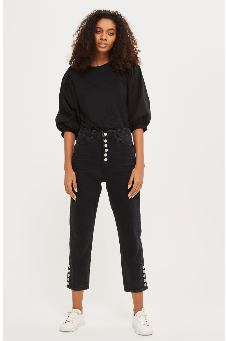 Balloon Sleeve Tee, Alternate, color, BLACK