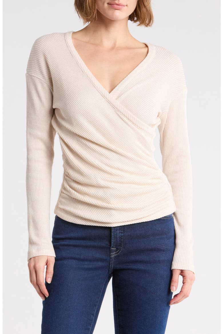 Ribbed Surplice Top, Main, color, SEASHELL