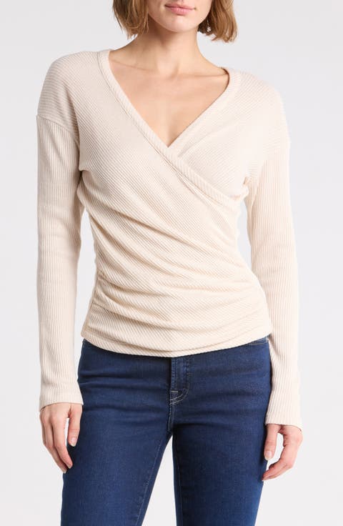 Ribbed Surplice Top