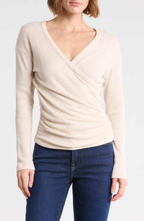 Ribbed Surplice Top