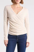 Renee C Ribbed Surplice Top