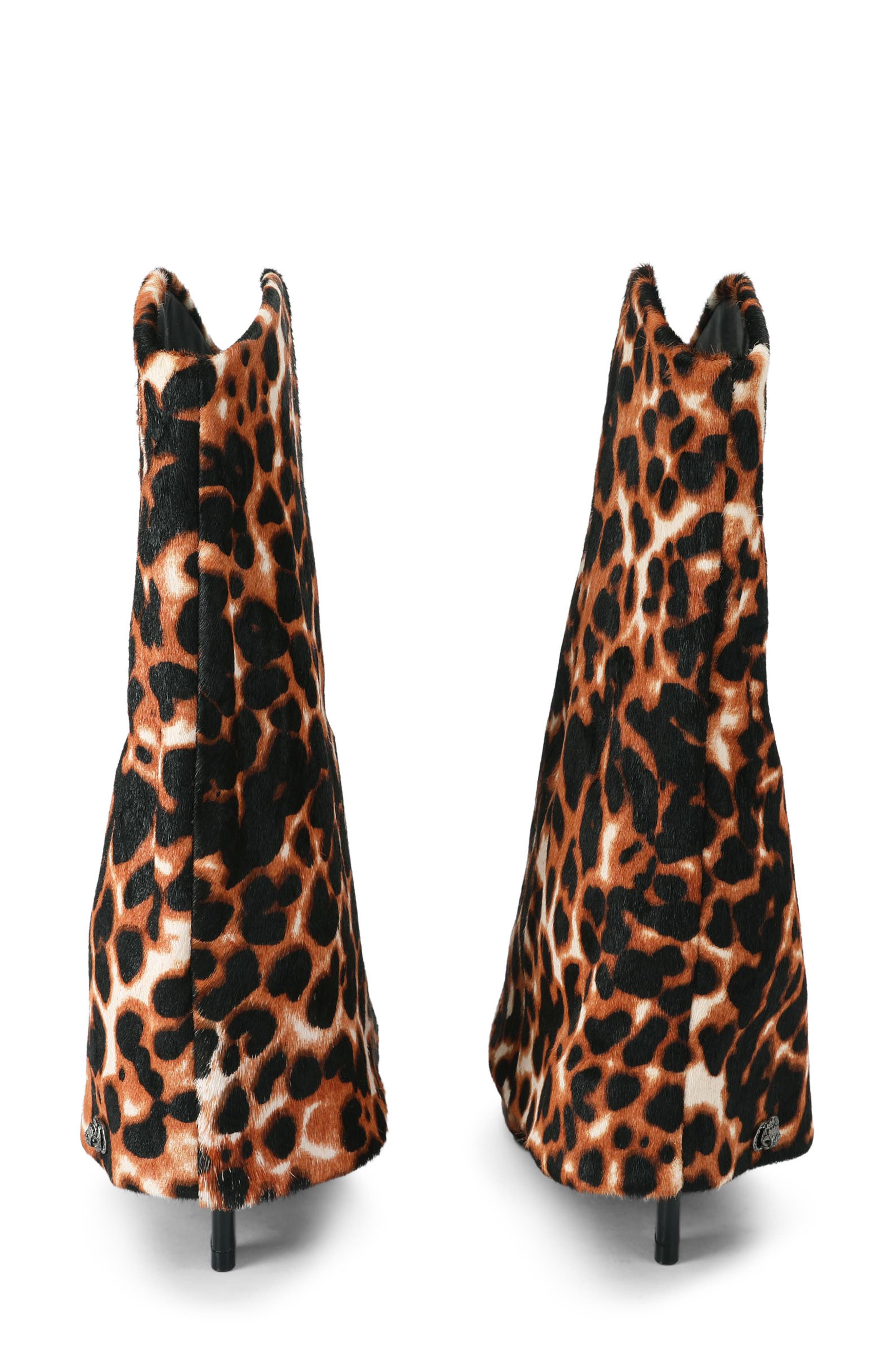 Annabel Leopard Print Calf Hair Boot, Alternate, color, OPEN BROWN