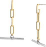 AllSaints Two-Tone T-Bar Linear Drop Earrings