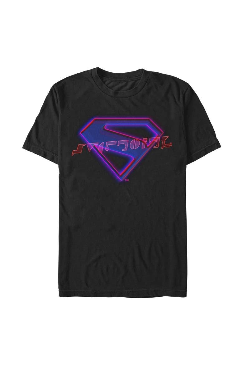 Men's Supergirl Neon Classic Logo  Graphic T-Shirt, Main, color, Black