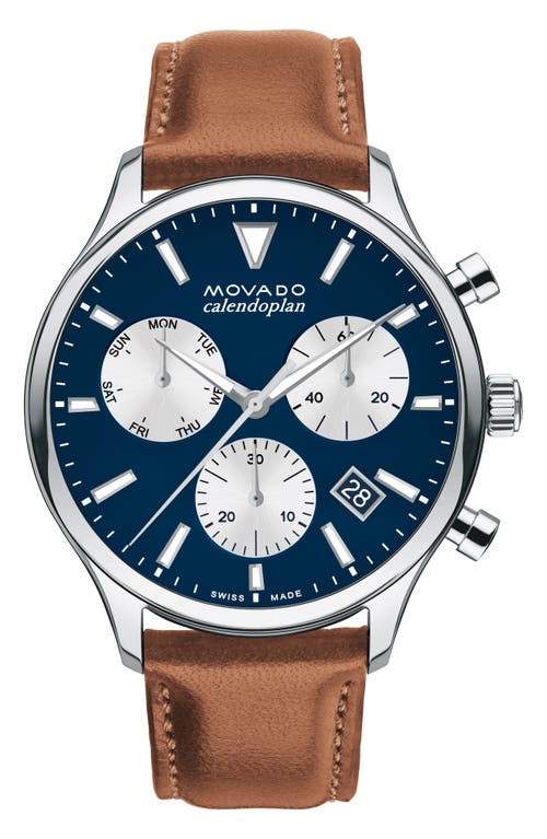 Movado Heritage Calendoplan Chronograph Bracelet Watch, 40mm in Blue 