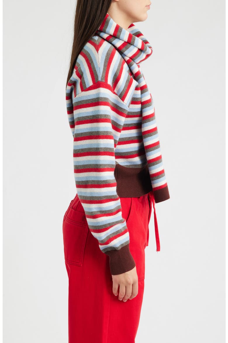 Shibuya Striped Cardigan, Alternate, color, ROUGE
