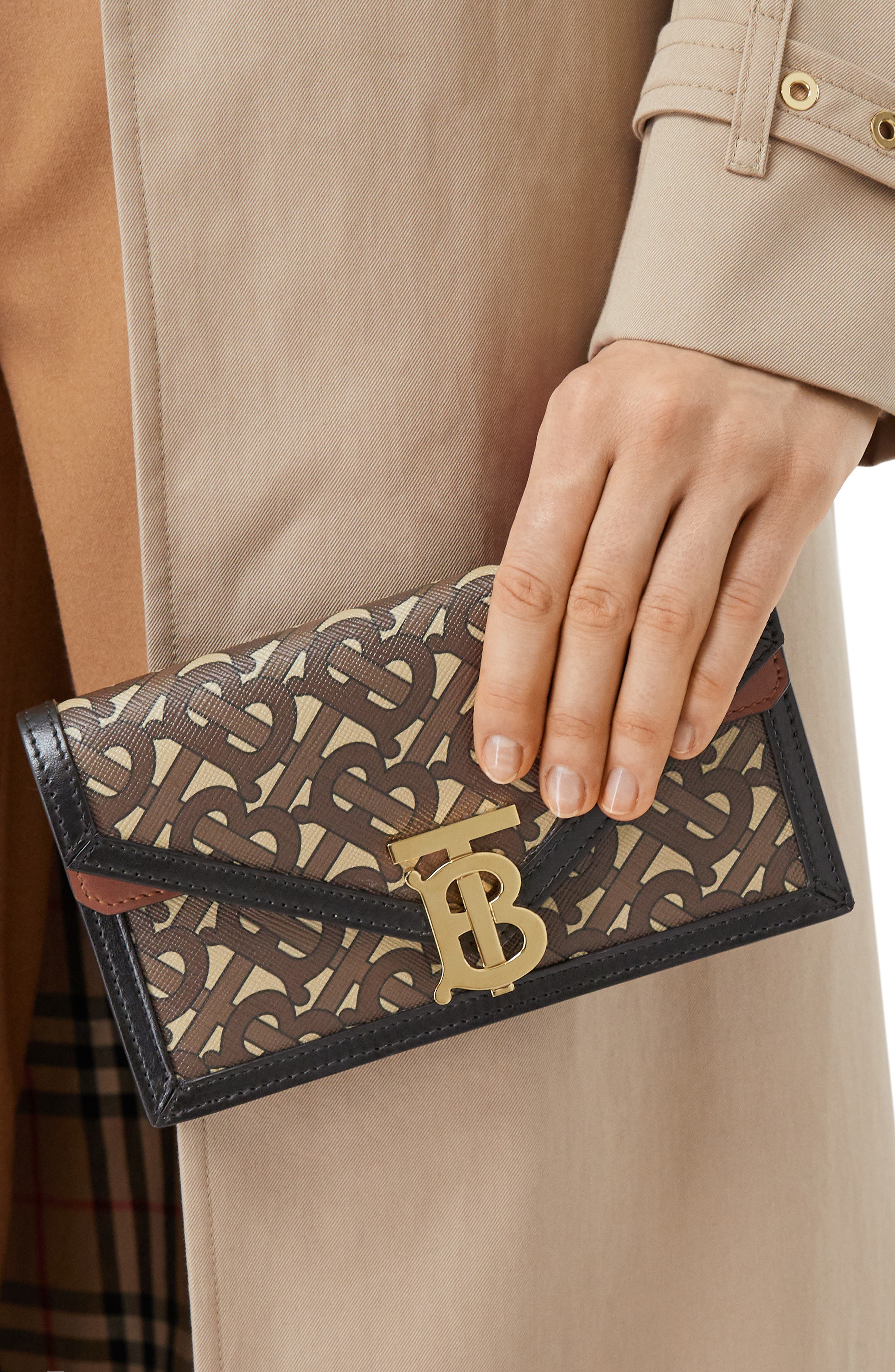 TB Monogram Wallet & Card Case Canvas Belt Bag, Alternate, color, BRIDLE BROWN