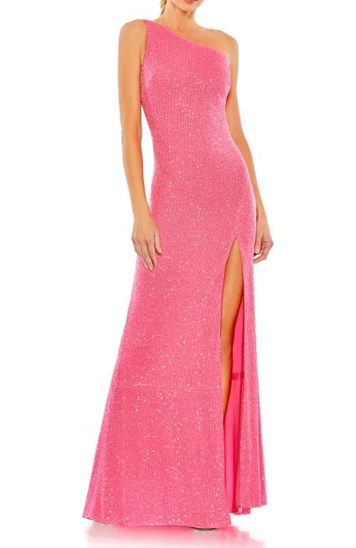 MAC DUGGAL MAC DUGGAL SEQUINED ONE SHOULDER DRAPED BACK GOWN