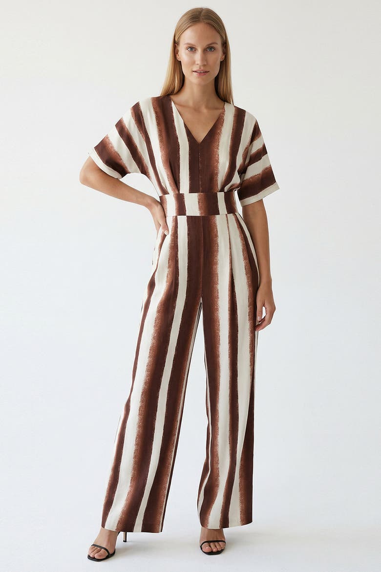 Tie Detail Striped Jumpsuit, Alternate, color, MULTICOLOR