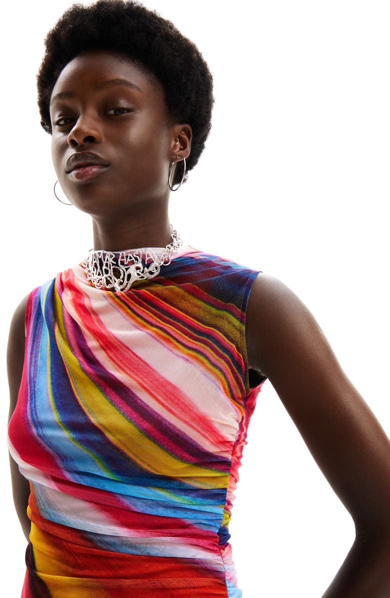 Desigual Tulle Wave Midi Dress, Alternate, color, 