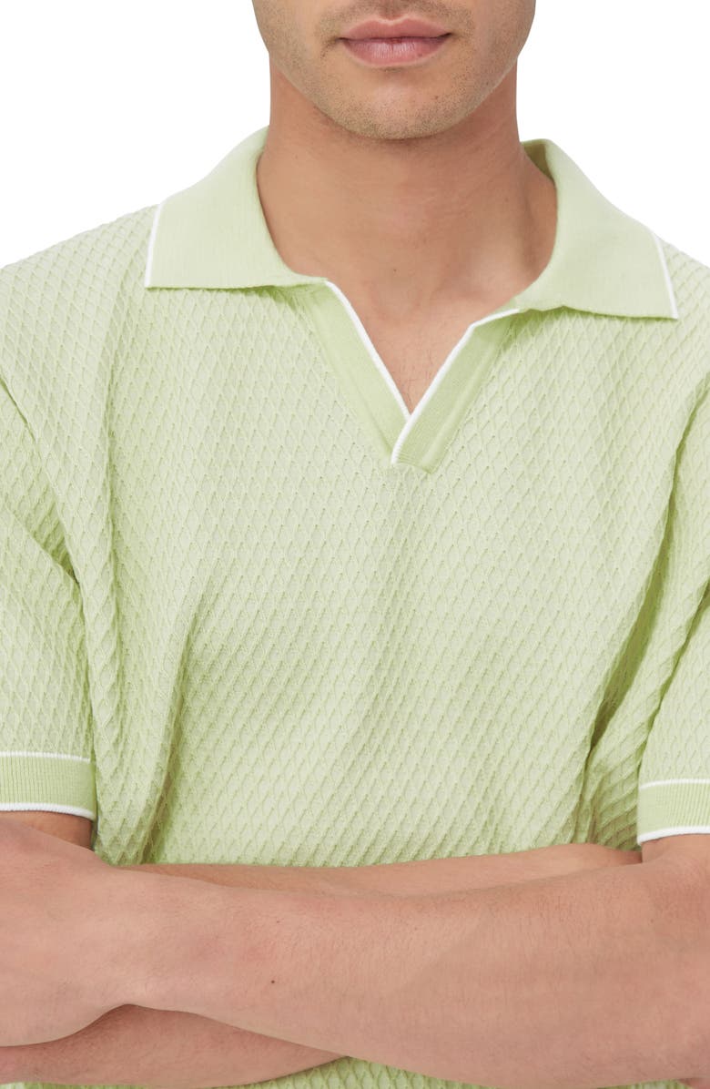 Bugatchi Tipped Johnny Collar Polo, Alternate, color, Pistachio