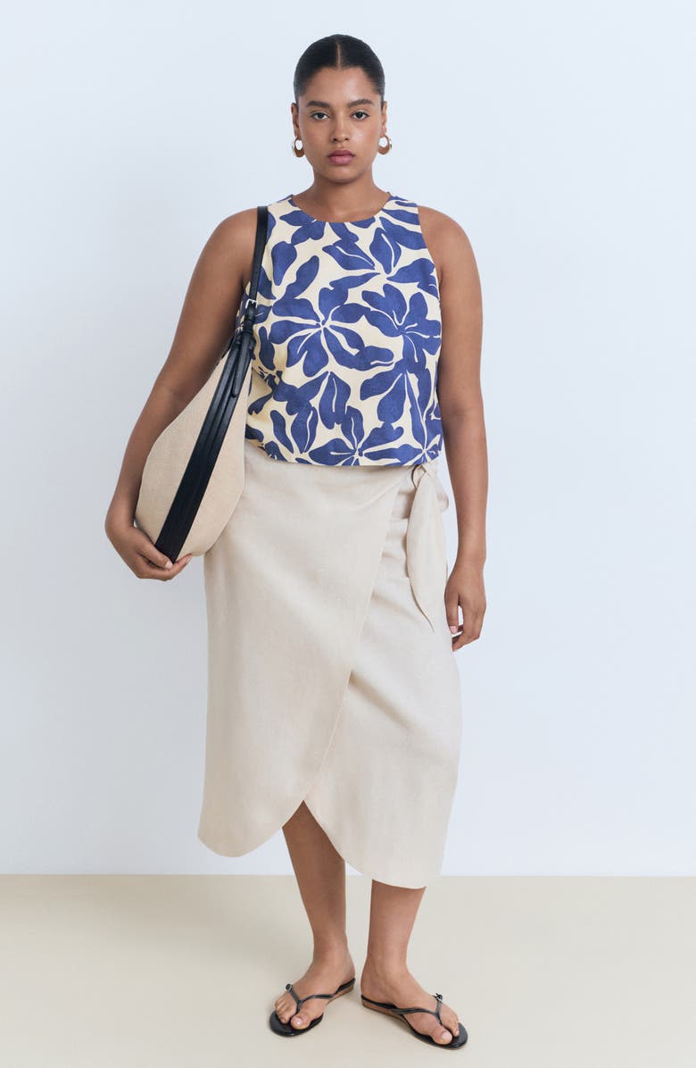 MANGO Floral Print Crop Tank, Alternate, color, Blue