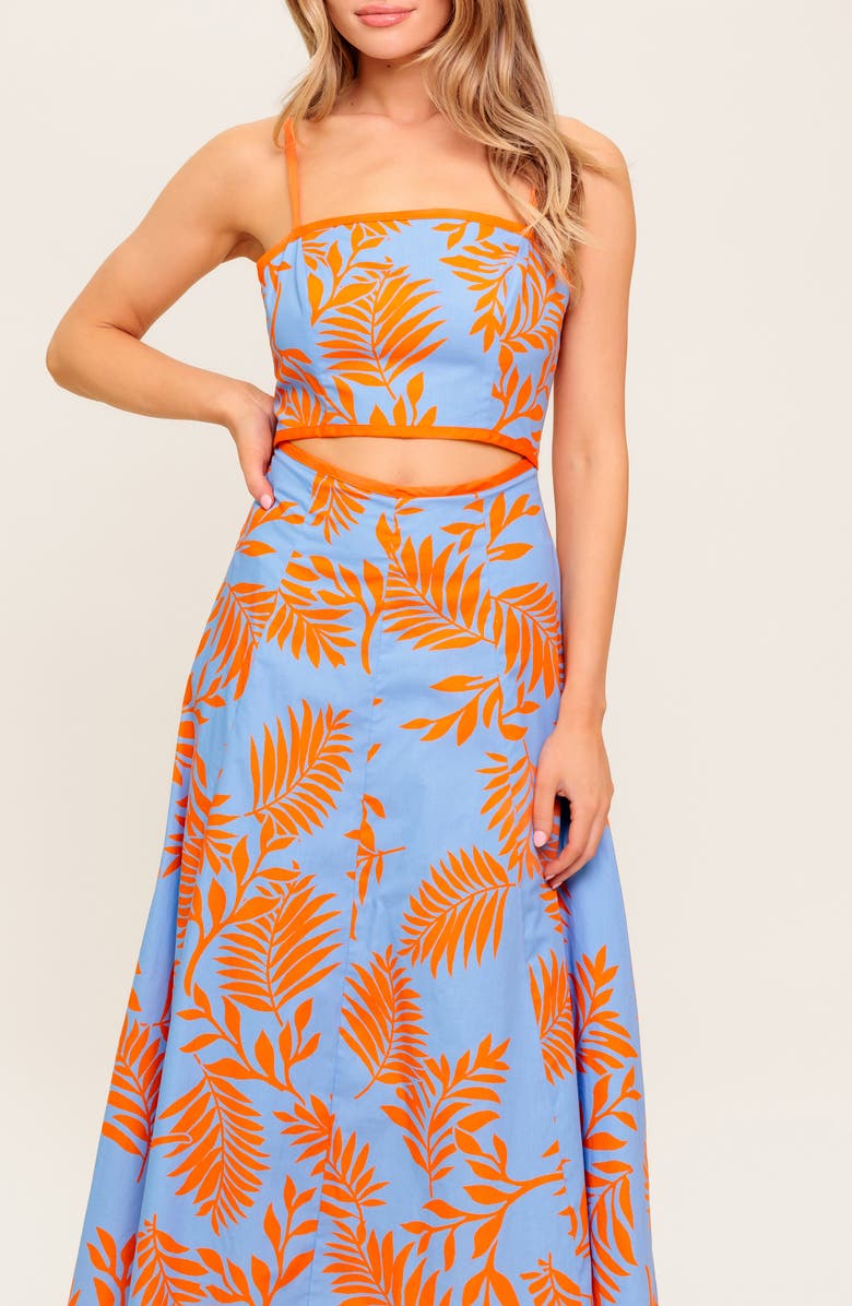 FLYING TOMATO Cutout Waist Fit & Flare Midi Dress, Alternate, color,