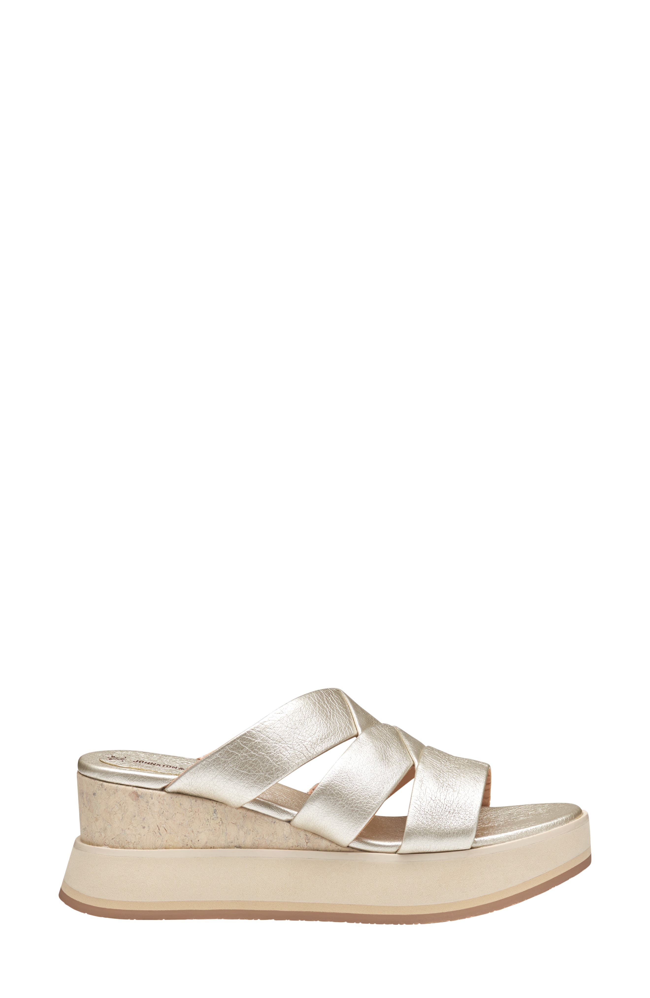 Johnston & Murphy Colleen Platform Wedge Slide Sandal, Alternate, color, Platinum Metallic Sheepskin