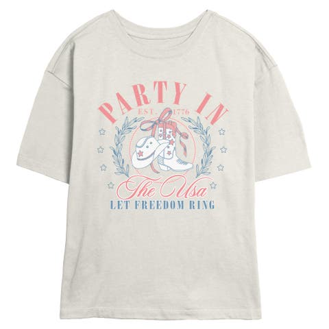 Junior's USA Let Freedom Ring Short Sleeve Skimmer T-Shirt