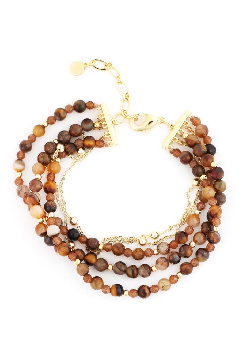 Tiger's Eye Multistrand Bracelet, Main, color, BROWN