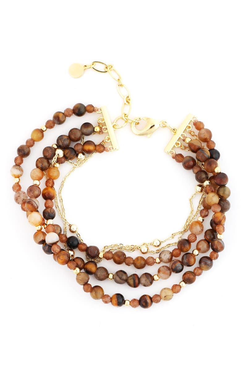 Panacea Tiger's Eye Multistrand Bracelet, Main, color, Brown
