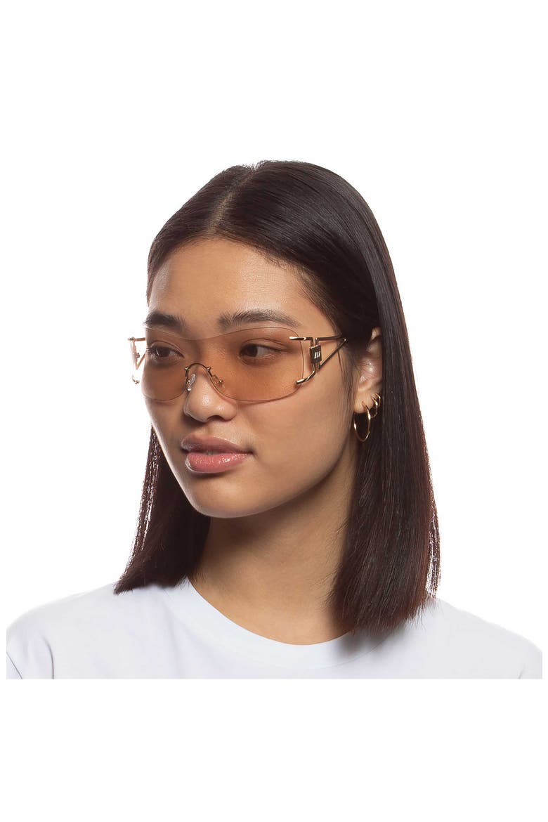 Le Fame 137mm Mirrored Shield Sunglasses, Alternate, color, GOLD / CHAMPAGNE TINT MIRROR