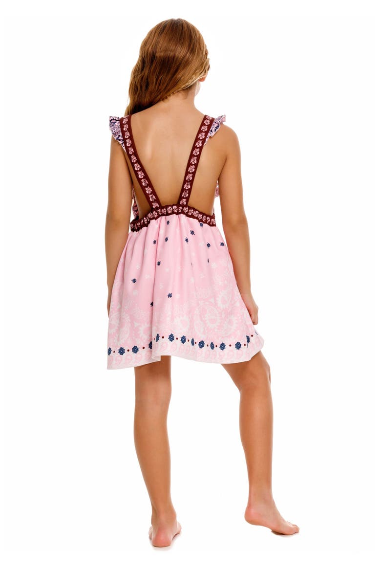 Kids' Valery Atma Placement Print Ruffle Sundress, Alternate, color, PINK
