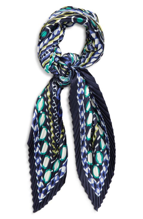 Pleated Dots on Dots Diamond Silk Scarf