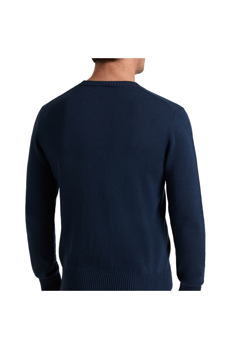 Men Crewneck Cotton and Cashmere Sweater Turtle, Alternate, color, Navy