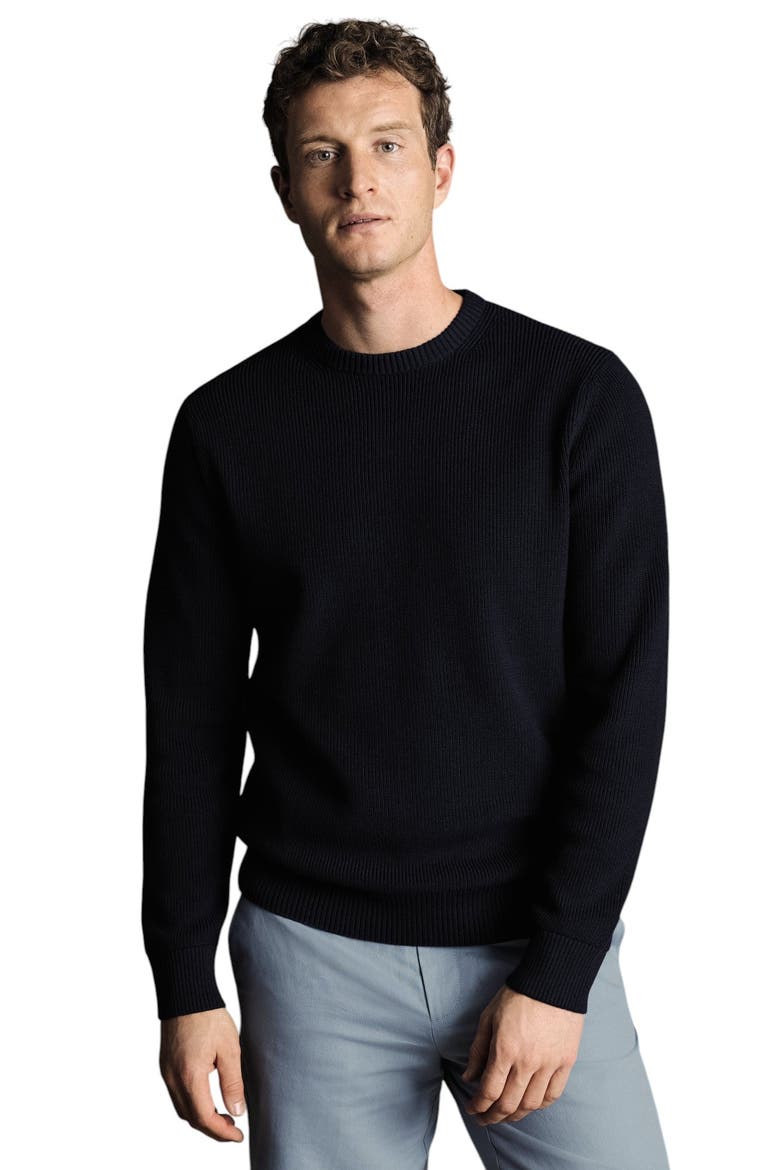 Cotton Rib Crew Neck Sweater, Main, color, Navy Blue