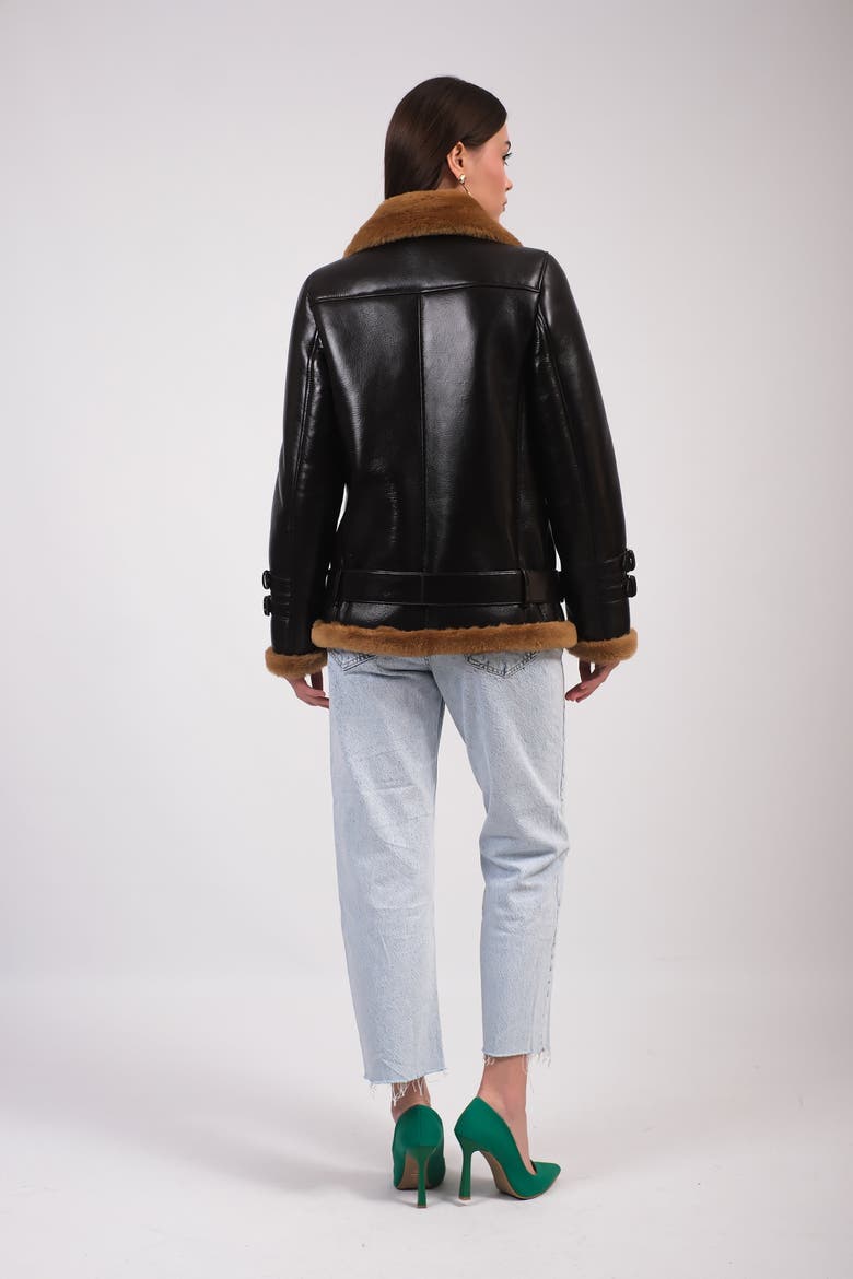 Shearling Aviator Jacket, Alternate, color, Brown