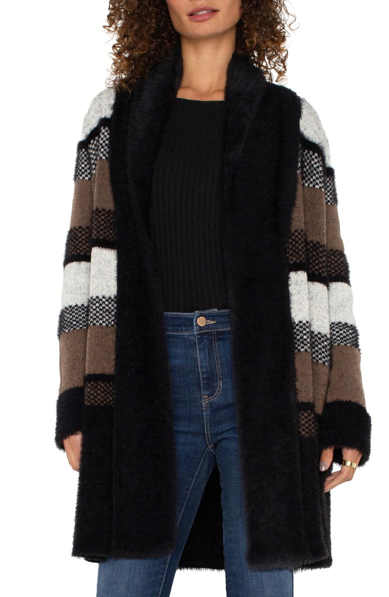 Liverpool Los Angeles Stripe Open Front Longline Coatigan, Main, color, 