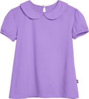 CITY THREADS Girls Soft 100% Cotton Jersey Peter Pan Collar Short Sleeve Puff Tee