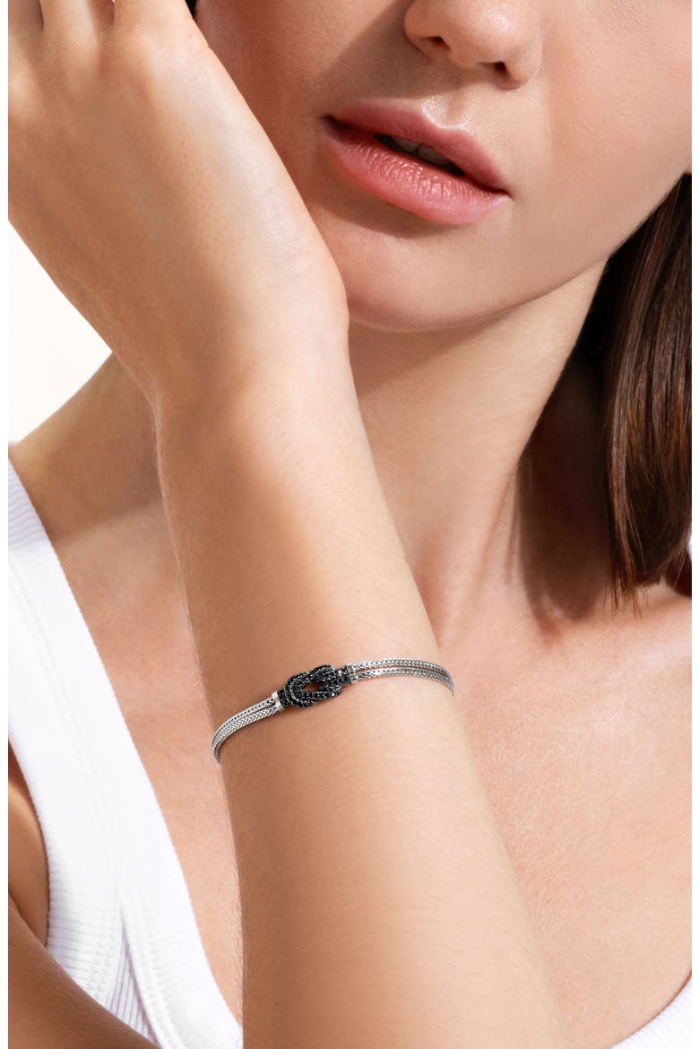 Love Knot Bracelet, Black Sapphire, 3.6mm, Alternate, color, SILVER BLACK