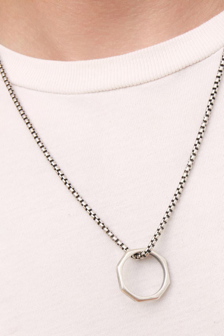 Mens Bolt Pendant Necklace in Sterling Silver, Alternate, color, Silver