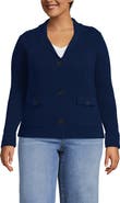 Lands' End Plus Size Drifter Ribbed Collared Blazer Sweater