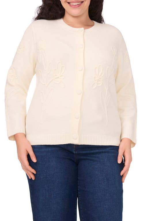 Cece Flower Embellished Cardigan In Yellow