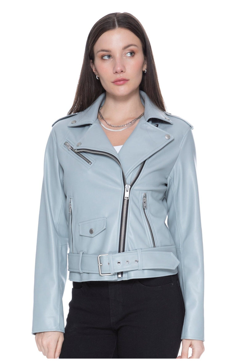 Classic Moto UNreal Leather Jacket, Alternate, color, Dusty Blue